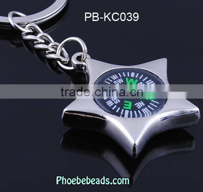 Wholesale High Quality Metal Five-pointed Star Compass Keychain PB-KC039