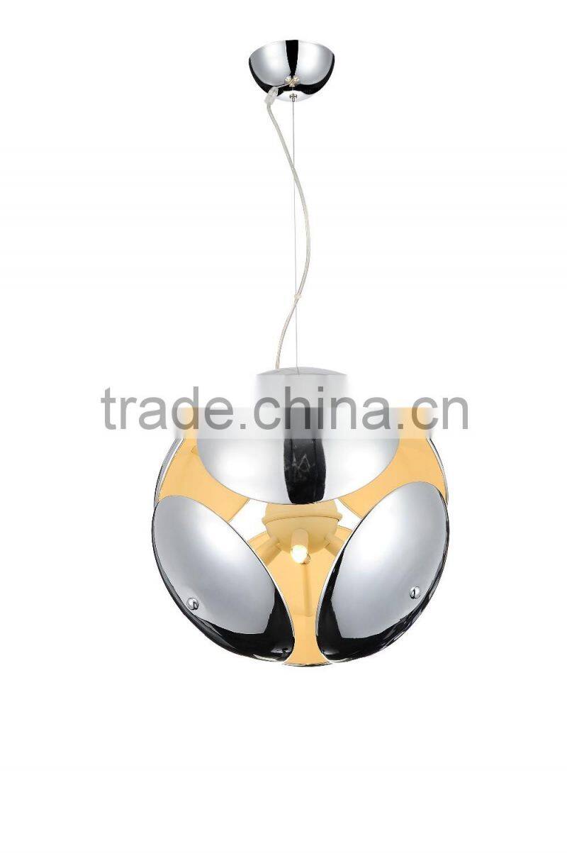 Simple hanging lamp chrome metal ball pendant light
