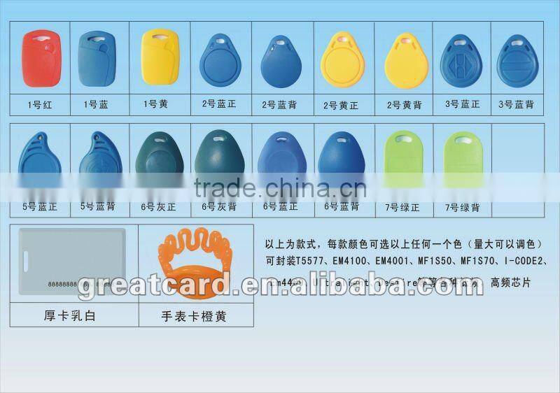 Yellow LF TK4100 chip RFID key tag