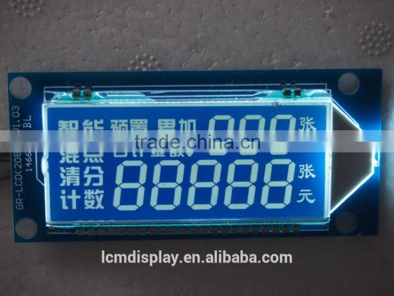 negative character white symbol segement character money-counting machine lcd display,lcd digital counter display,