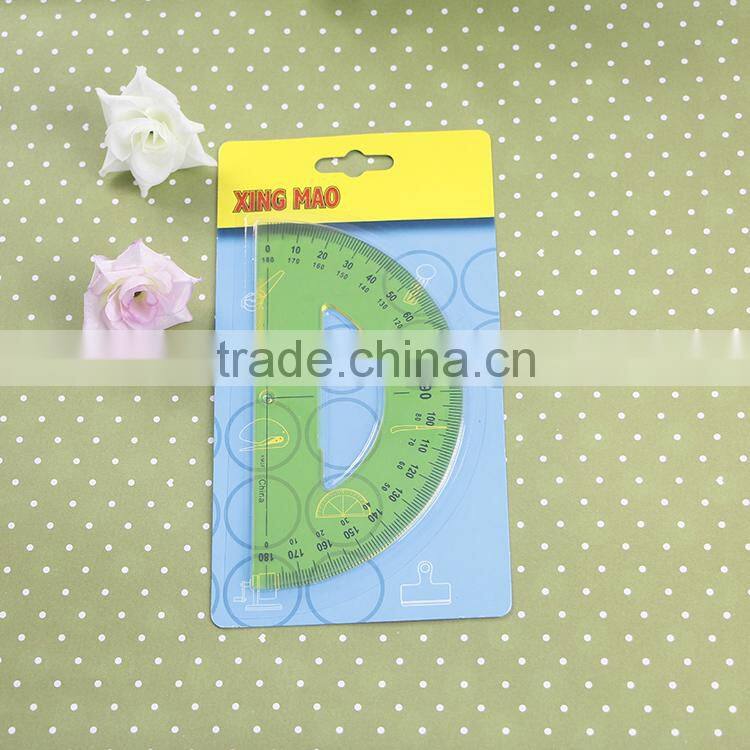 geometry protractor with 6" open center ,clear