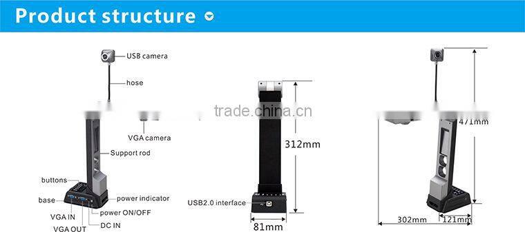 Trade asssurance supplier for education equipment VGA and USB document camera digital visualizer