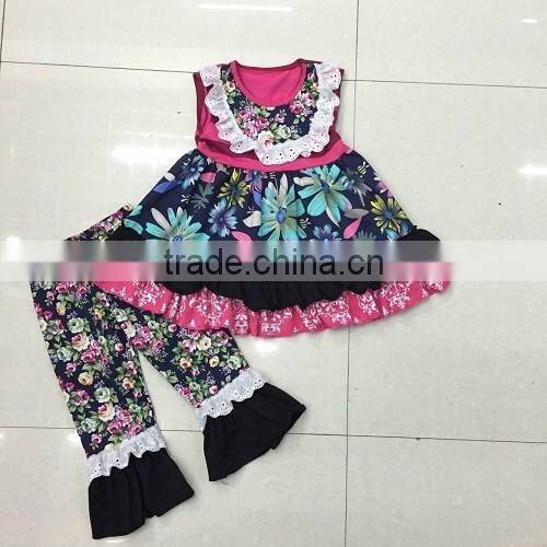 2016 Hot sale rose garden little girls boutique mustard pie remake clothing set