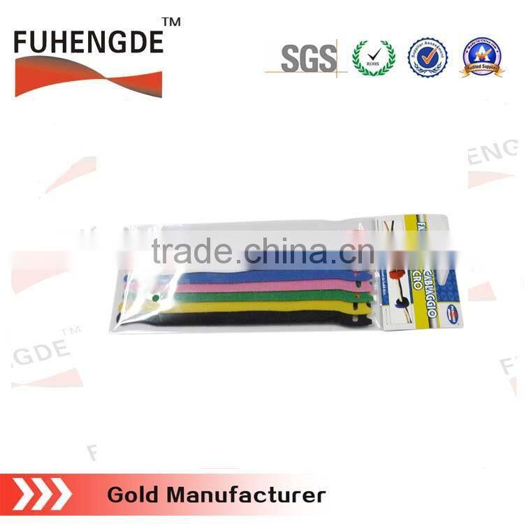 Colorful back to back T shape magic tape cable ties