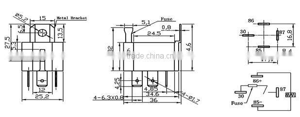 Ronway factory provide high quality 1A 1NO 12V 30A 14VDC auto fuse relay