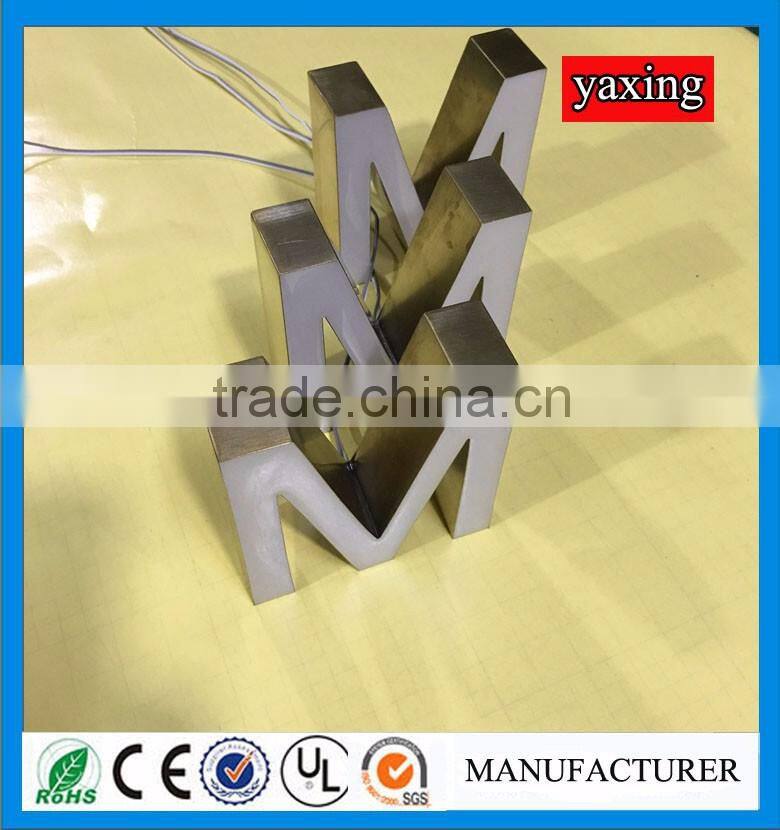 Stainless steel side epoxy resin face logo sign outdoor lighting letters led letter lights