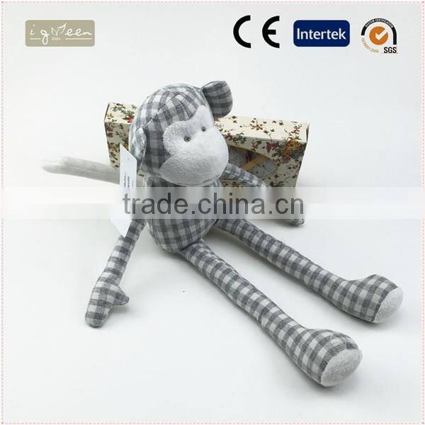 I-Green Toy Series-Fashional Style cute printcloth bear wearing bow tie Linen sitting monkey