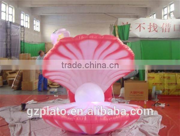 Decorative blue inflatable seashell inflatable replica model with led light for display