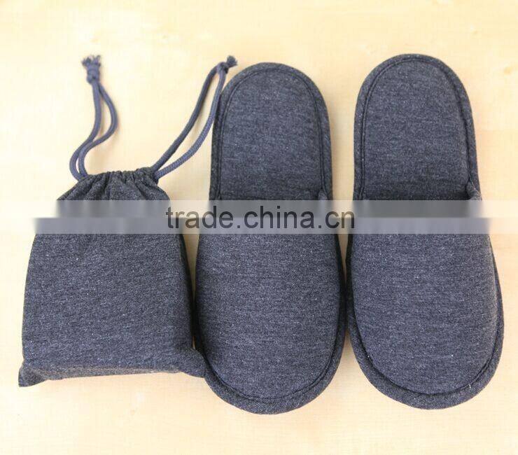 High quality airplane foldable cotton slippers with pouch