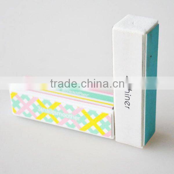 Free sample new style custom triangle printed 6 way nail polish buffer plastic disposable nail buffer nail file supplier