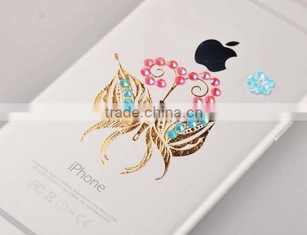 custom new fashion rhinestone metallic tattoo crystal gold foil tattoo stickers