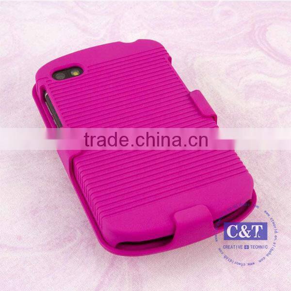 C&T Black kickstand combo Holster Belt Clip Case For Blackberry Q10