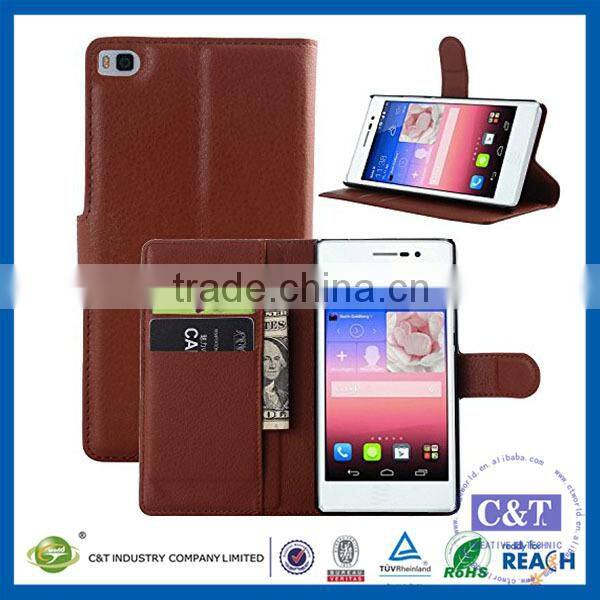 C&T Fashion Card Slot Magnetic PU Leather Flip Case Cover For Huawei Ascend P8