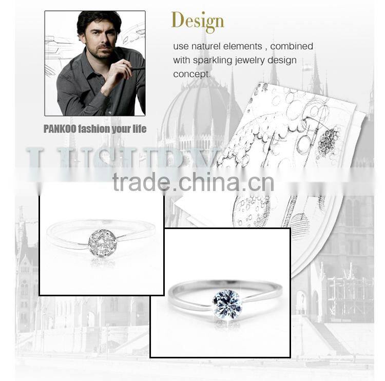 Hot Selling Rhodium Plated 925 Sterling Silver Pave Zircon Wpmen Opal Ring