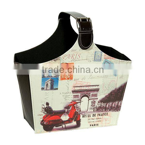 Famous Bulding Print PU Leather Gift Basket