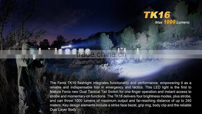 Fenix TK16 dual tactical tail switch 1000 lumen rechargeable tactical flashlight