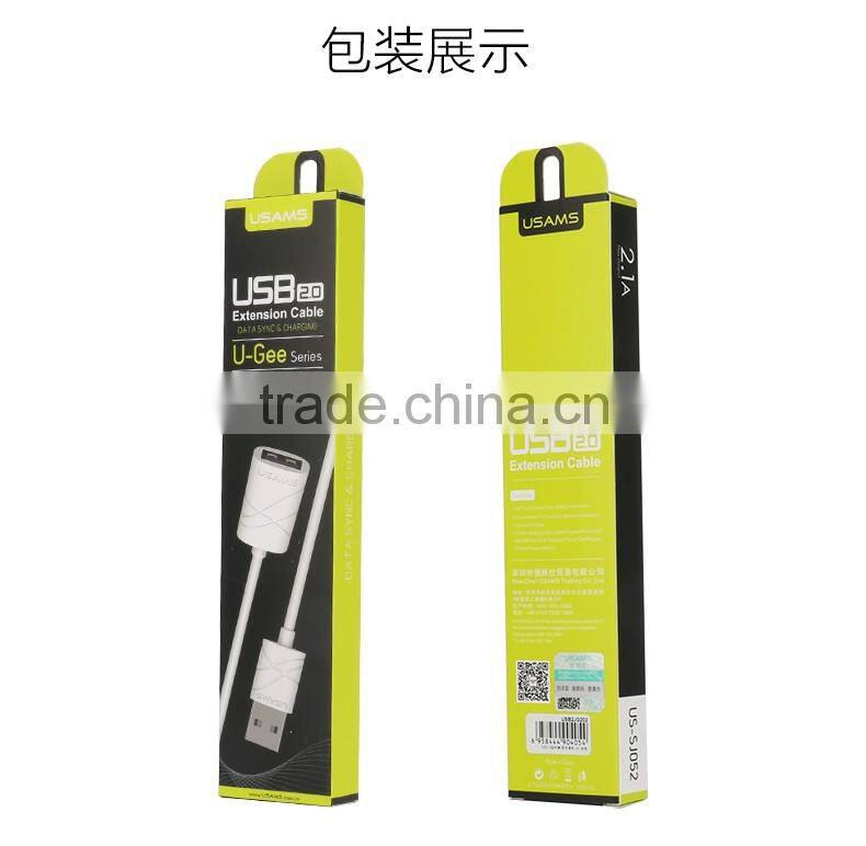 Original USAMS U-gee Series USB 2.0 Male to Female USB Cable 200CM Extension Cable For PC Laptop Computer