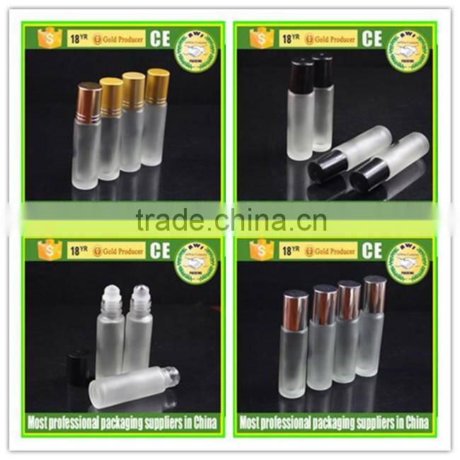 transparent glass roll on bottles 10ml with metal screw cap