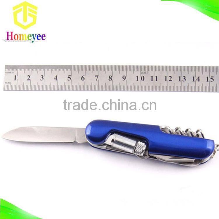 Colorful handle stainless steel multi pocket knife with LED light