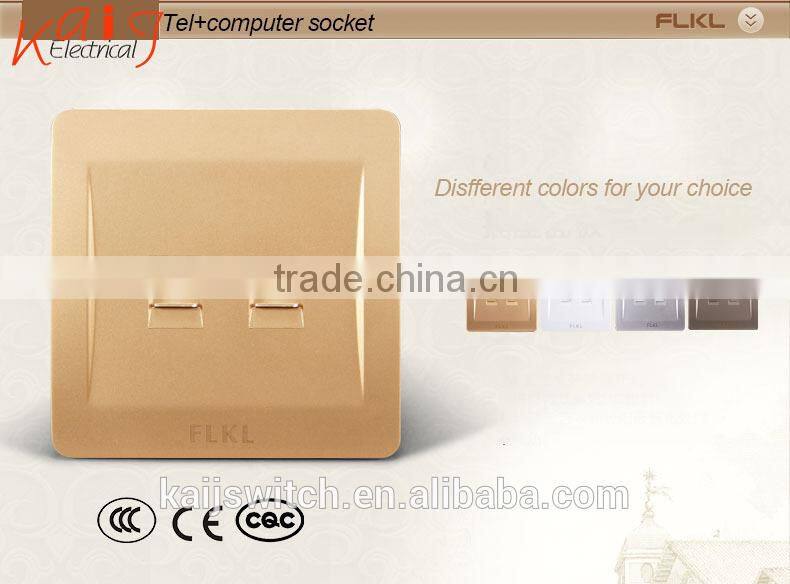 Electrical 2 port wall phone computer outlet network switch