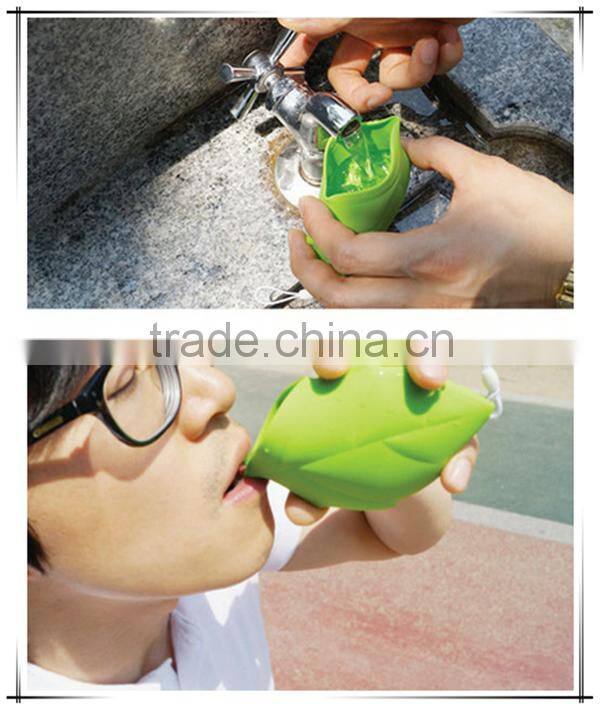 2016 new products Leaf Shaped Silicone rubber Folding Pocket Cup