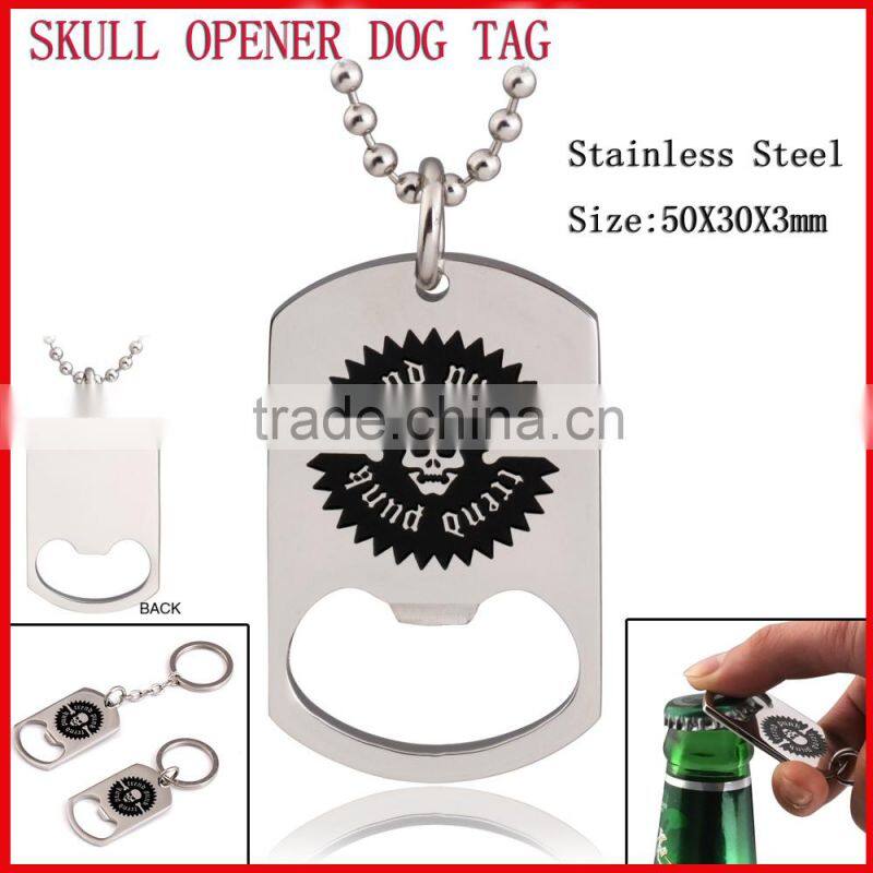 Fashion Stainless Steel Pendant Bottle Opener With Lioin Dog Tag