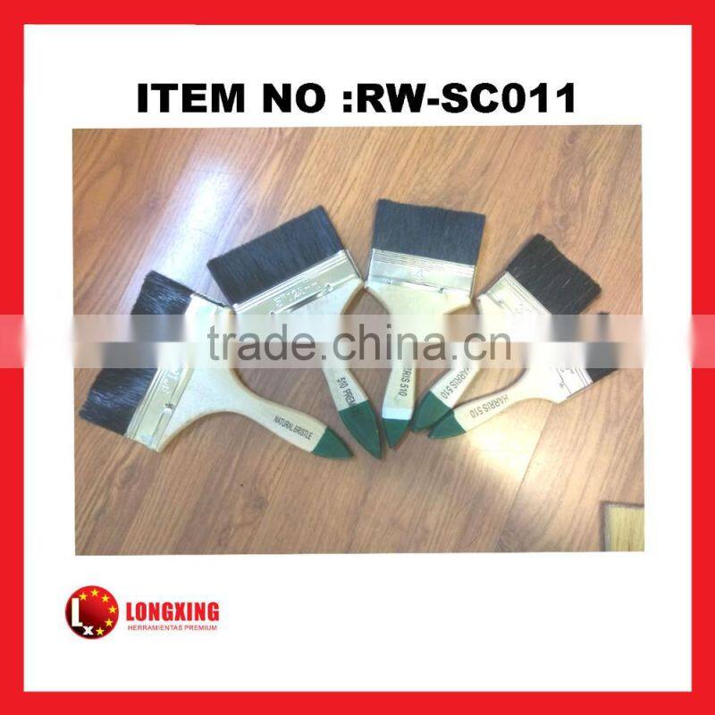 Factory Supply high quality White or black pig bristle wall cleaning paint brushes, decorative wooden brushes hand tools