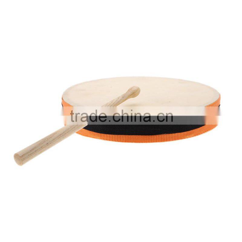 8" Wood Hand Drum Dual Head with Drum Stick Percussion Musical Educational Toy Instrument for KTV Party Kids Toddler