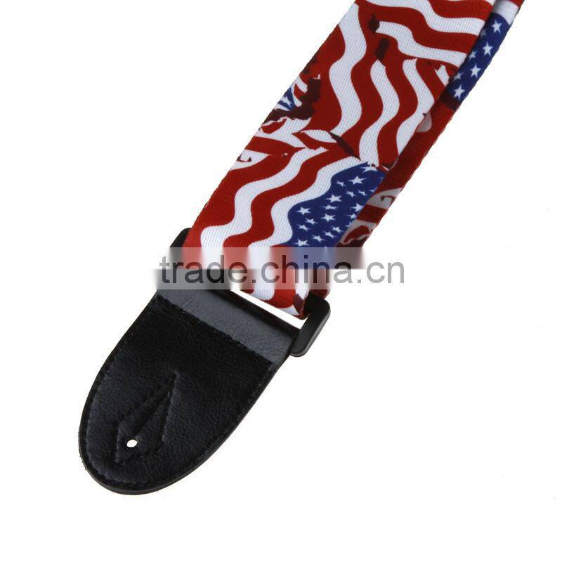 Adjustable Buckle Electric Guitar Acoustic Strap American Flag Print