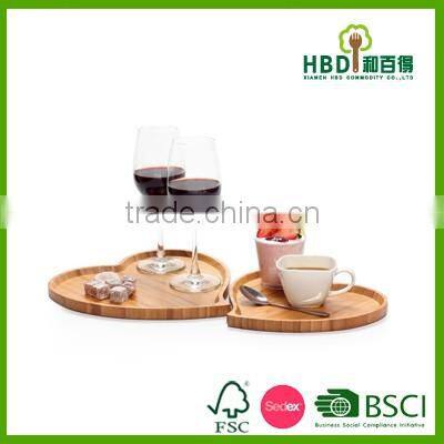 New Design heart shape bamboo Serving Tray, bamboo serving Plate