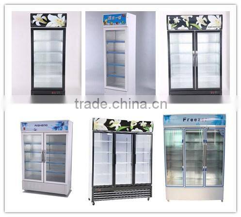 Christmas sale fridge 3 glass showcase display refrigerator