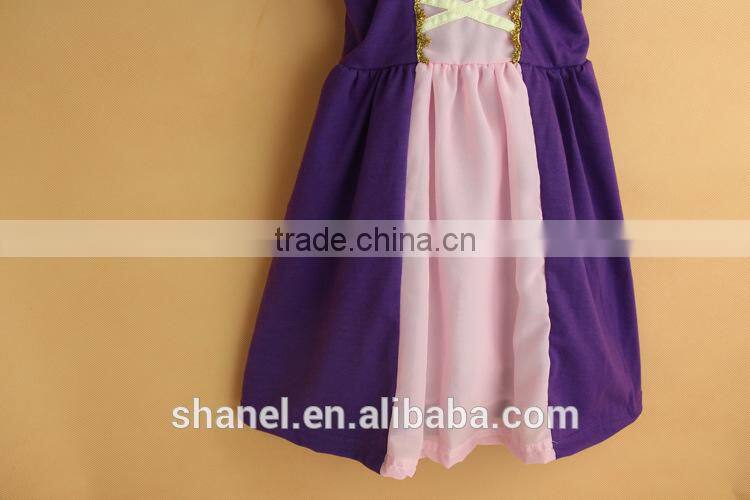 2015 Newest cosplay costume children girl dress tangled long hair princess dress