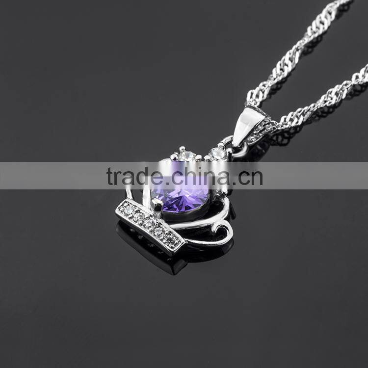 Handmade alloy jewelry fashion design crown pendant silver plated jewelry