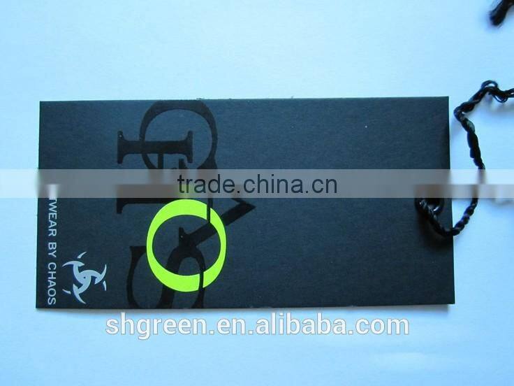 Reflective spot UV paper swing tag for men's wear