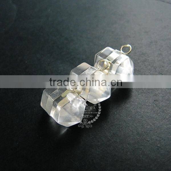 23*13mm 925 sterling solid silver transparent natural druzy crystal quartz pendant charm DIY jewelry findings supplies 1800143