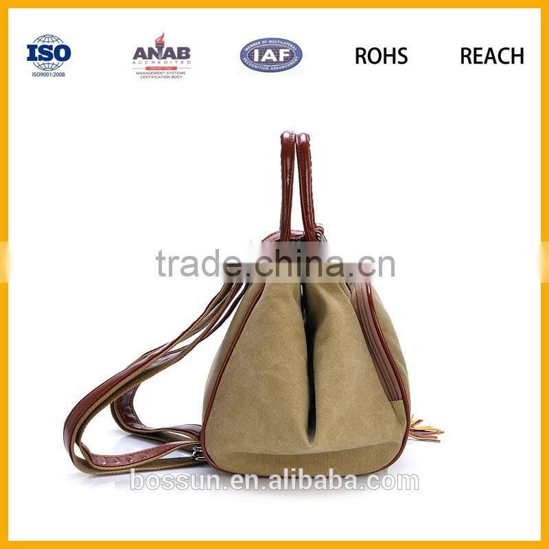 Canvas with PU handle backpack