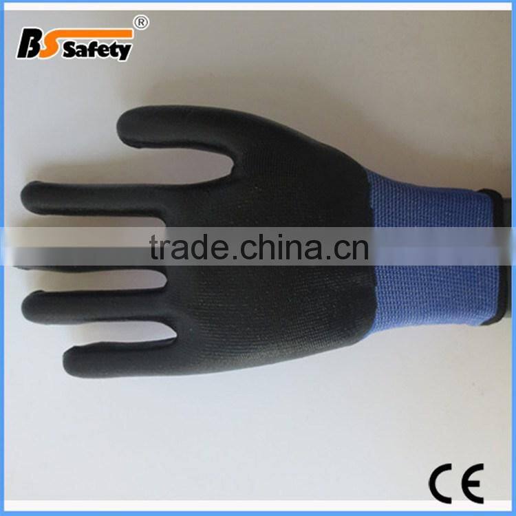 BSSAFETY Palm nitrile coated working gloves with blue polyester liner