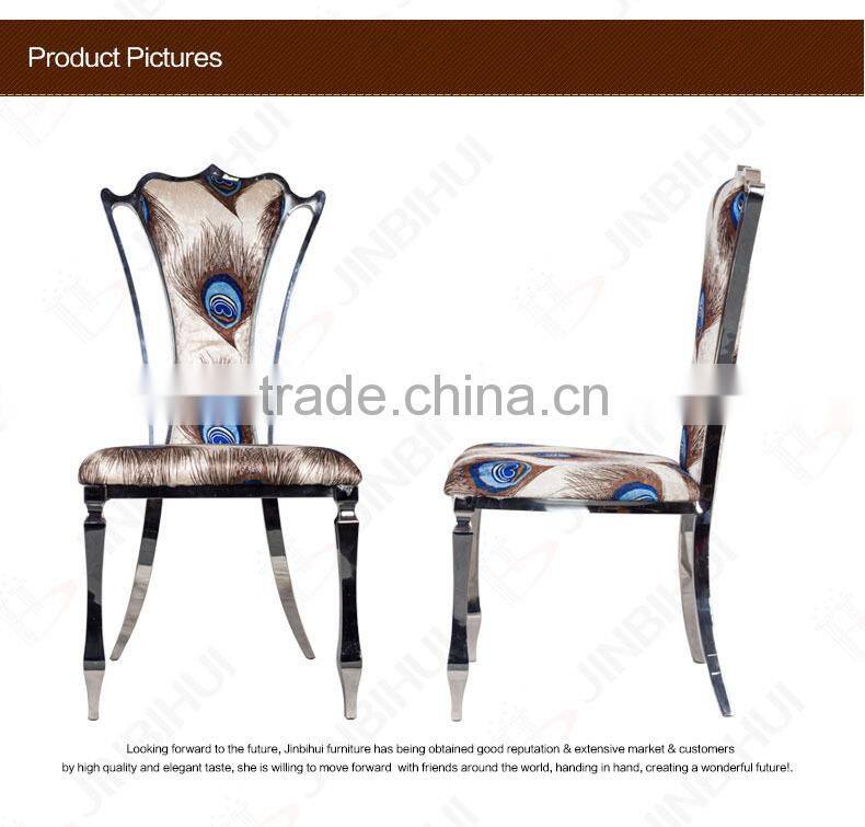 high quality luxury stainless steel dining peacock chair rattan