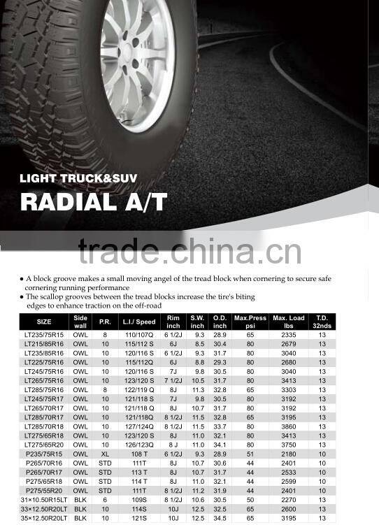 Top quality AT tyre 265/70R17 Suretrac brand tires