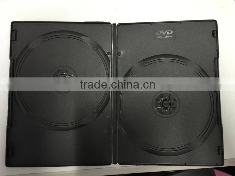 7mm Rectangle black PP DVD case with doule packed
