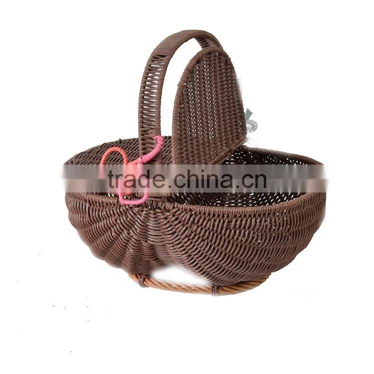 S.D washing plastic rattan fruit and gift basket with single handle