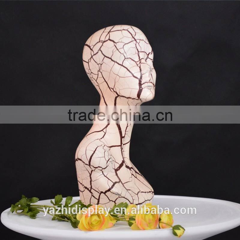 Fashion Fiberglass Art Female Mannequin Head For Hat/Wig Retail store Display