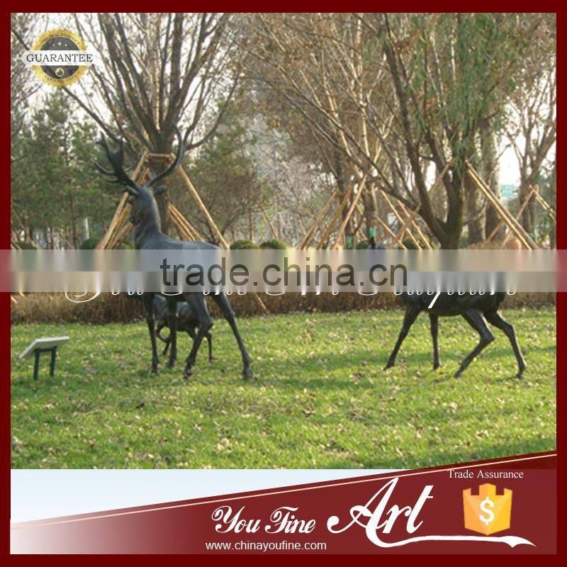 outdoor bronze deer sculpture for garden