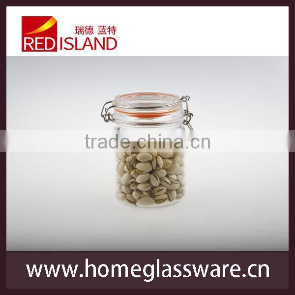 decorative clear airtight glass bottles with stainless steel clips