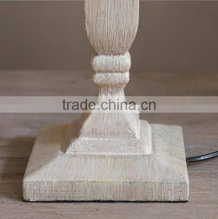 Antique French style natrual wood clolor table lamp with lampshade