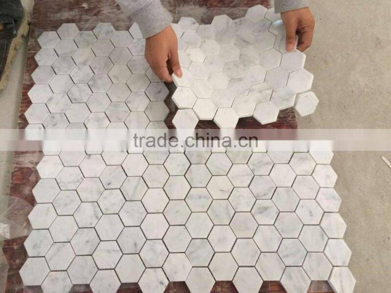 White marble mosaic;carrara white marble mosaic tile;carrara white marble mosaic