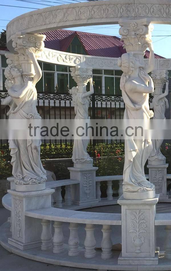 Large Outdoor White Marble Stone Statues Design Gazebo