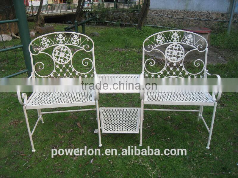 Outdoor Folding Metal Garden Bench With Table