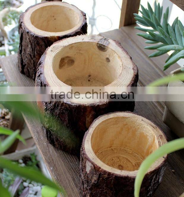 Creative garden decor handmade small wood flower planter