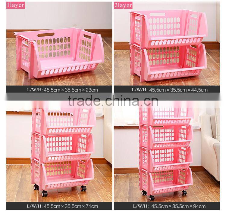 Plastic Stacking Stackers Storage Baskets Veg Rack 2 Tier Vegetable